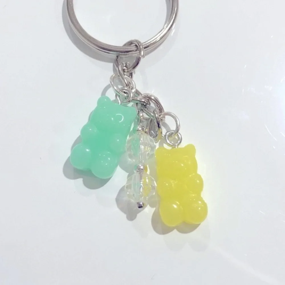 Pastel Green and Yellow Gummy Bear Keychain